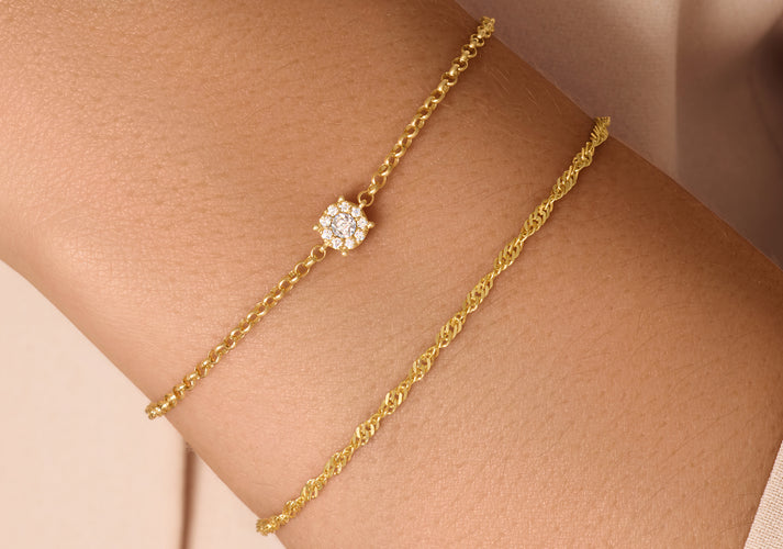 Tov Essentials Four Prong Diamant Halo Armband (0.05 Ct) 14 Karaat Goud Met Diamanten