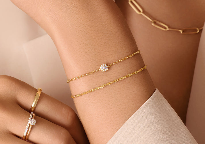 Tov Essentials Four Prong Diamant Halo Armband (0.05 Ct) 14 Karaat Goud Met Diamanten