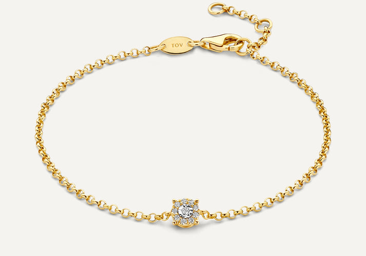 tov essentials Four Prong Diamant Halo Armband (0.05 ct) 14 Karaat Goud met Diamanten