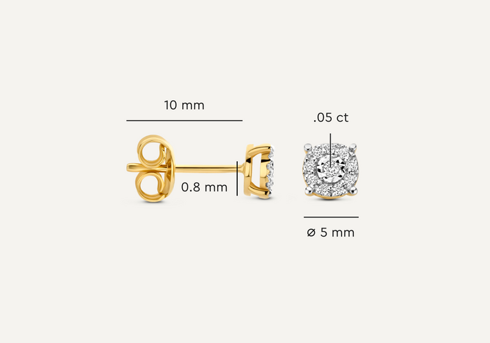 Tov Essentials Four Prong Diamant Halo Oorknopjes (0.10 Ct) 14 Karaat Goud Met Diamanten
