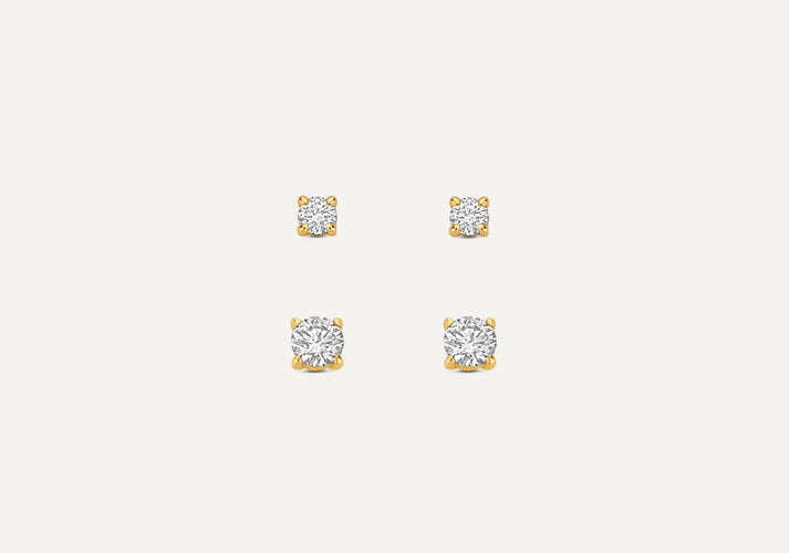 tov essentials Four Prong Diamant Oorbellen Set (0.30 ct) 14 Karaat Goud met Diamanten