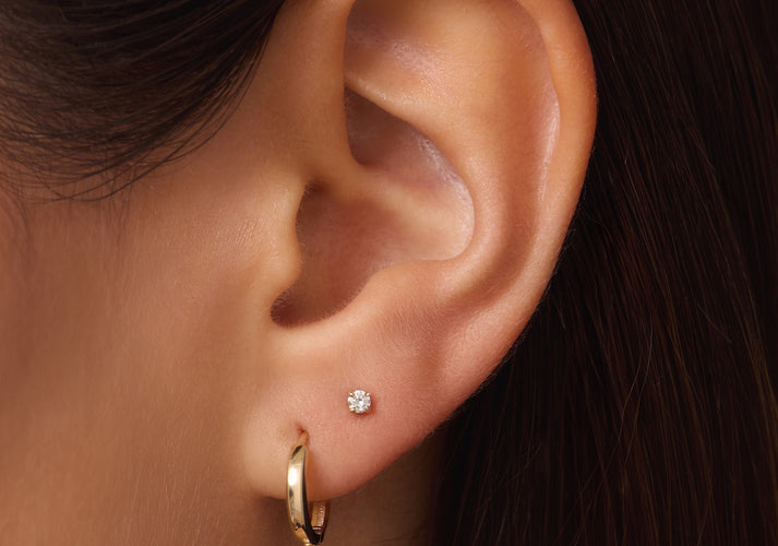 Tov Essentials Four Prong Diamant Oorknopjes (0.10 Ct) 14 Karaat Goud Met Diamant