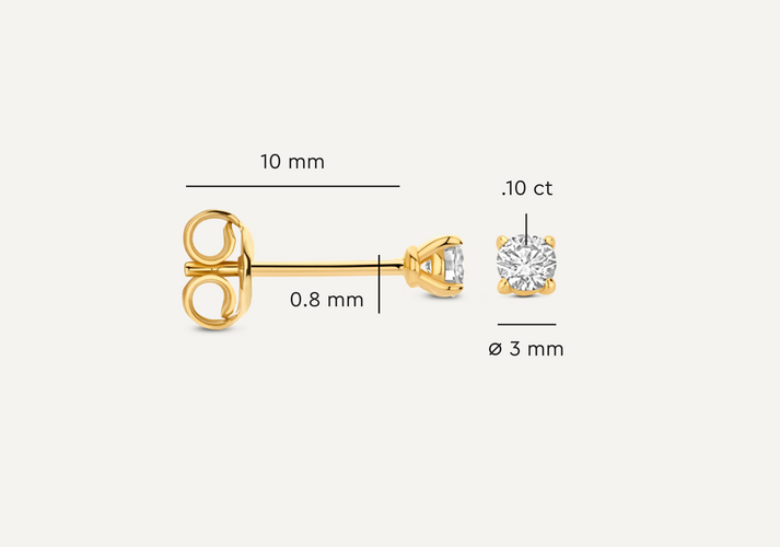 Tov Essentials Four Prong Diamant Oorknopjes (0.20 Ct) 14 Karaat Goud Met Diamant
