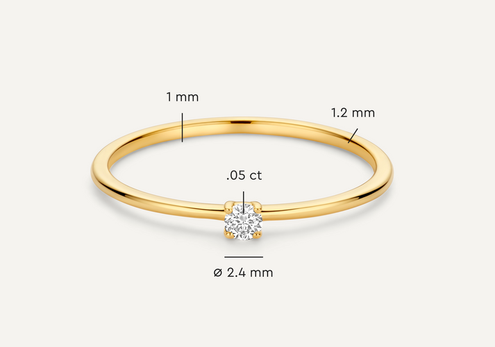 Tov Essentials Four Prong Diamant Solitair Ring (0.05 Ct) 14 Karaat Goud Met Diamant