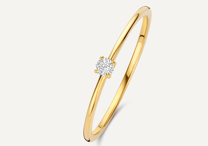 tov essentials Four Prong Diamant Solitair Ring (0.05 ct) 14 Karaat Goud met Diamant