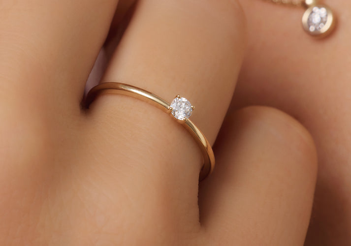 Tov Essentials Four Prong Diamant Solitair Ring (0.10 Ct) 14 Karaat Goud Met Diamant