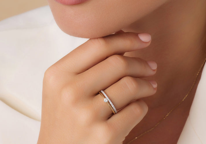 Tov Essentials Four Prong Diamant Solitair Ring (0.10 Ct) 14 Karaat Goud Met Diamant