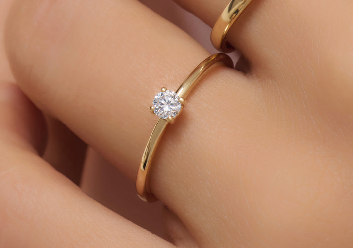 Tov Essentials Four Prong Diamant Solitair Ring (0.15 Ct) 14 Karaat Goud Met Diamant