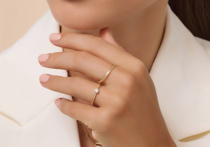 Tov Essentials Four Prong Diamant Solitair Ring (0.15 Ct) 14 Karaat Goud Met Diamant