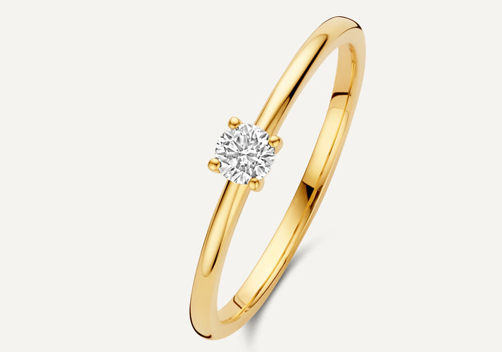 tov essentials Four Prong Diamant Solitair Ring (0.15 ct) 14 Karaat Goud met Diamant