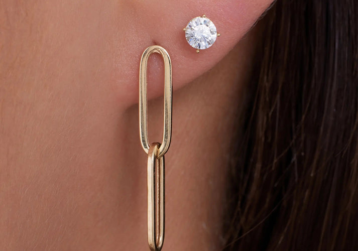 Tov Essentials Four Prong Round Cut Zirkonia Oorknopjes 14 Karaat Goud