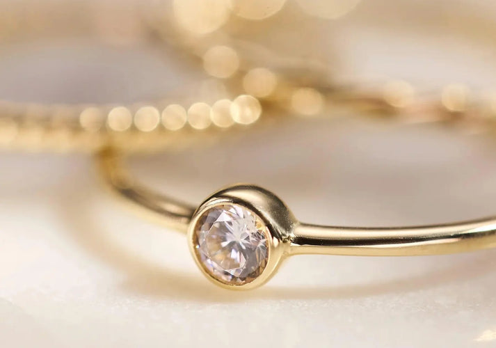 Tov Essentials Gedaaide Zirkonia Ringen Set 14 Karaat Goud