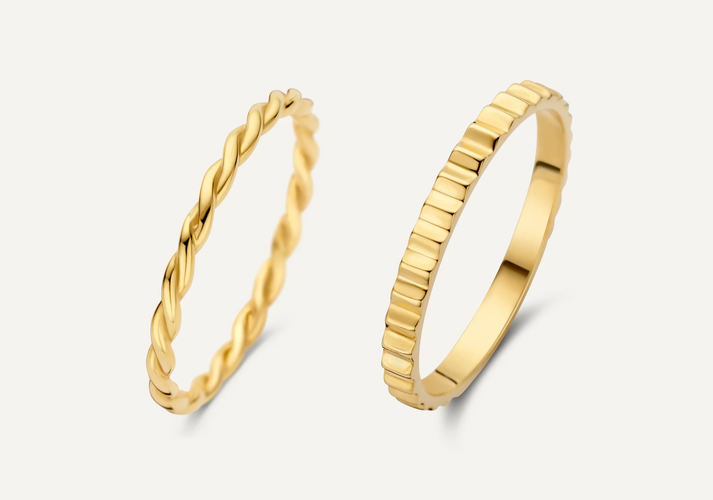 tov essentials Gedraaide Eternity Ringen Set 14 Karaat Goud tov essentials Gedraaide Eternity Ringen Set 14 Karaat Goud