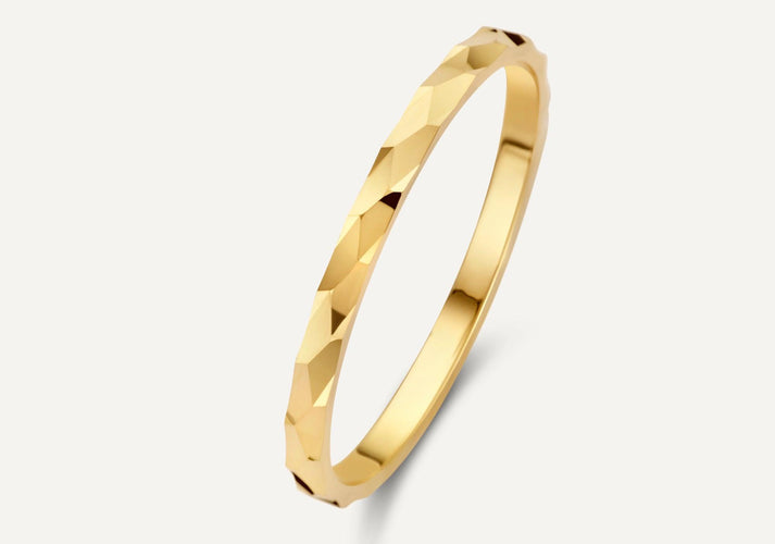 tov essentials Gehamerde Aanschuifring 14 Karaat Goud