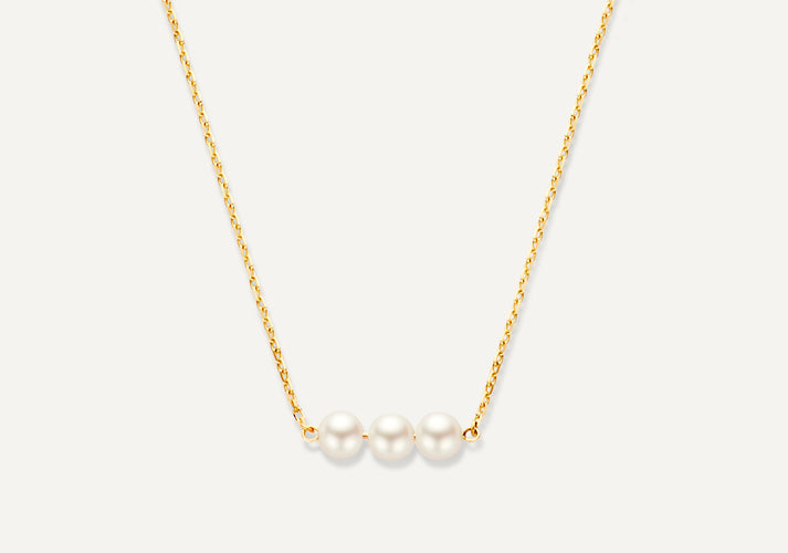 tov essentials Geschakelde Parel Ketting 14 Karaat Goud