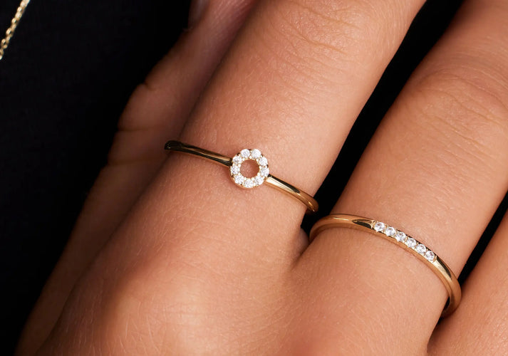 Tov Essentials Halo Line Zirkonia Ringen Set 14 Karaat Goud