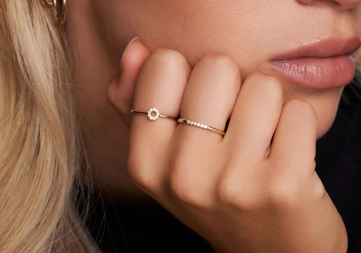 Tov Essentials Halo Line Zirkonia Ringen Set 14 Karaat Goud