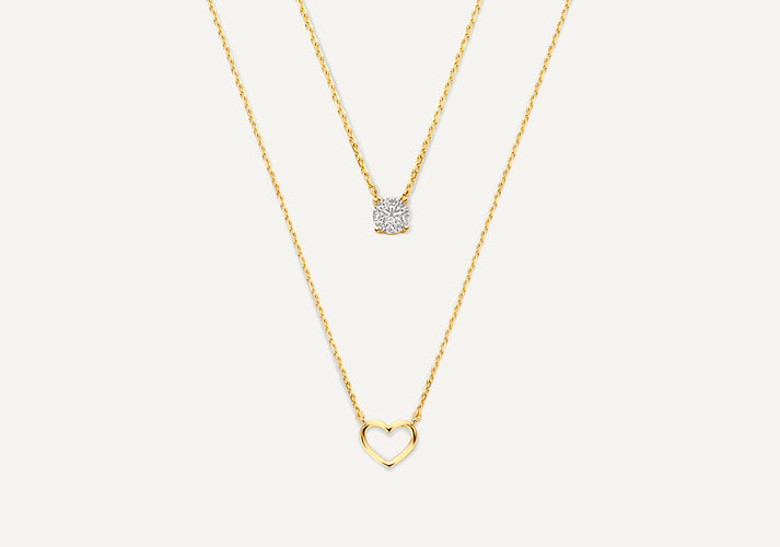 tov essentials Hart Zirkonia Kettingen Set 14 Karaat Goud tov essentials Hart Zirkonia Kettingen Set 14 Karaat Goud