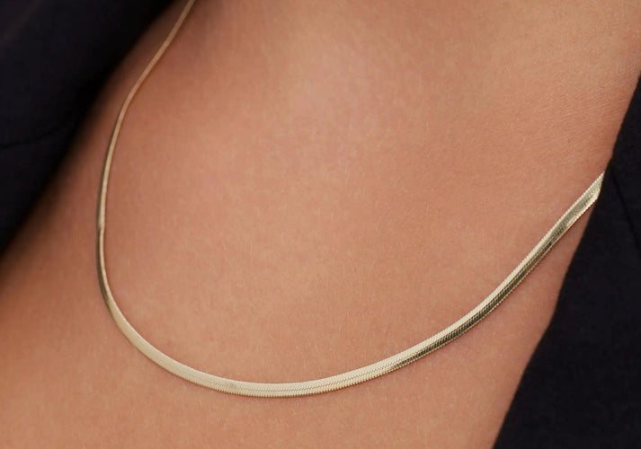 Tov Essentials Herringbone Schakelketting 14 Karaat Goud