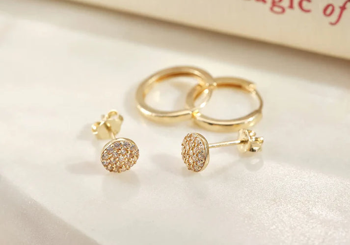 Tov Essentials Huggie Hoops Zirkonia Oorbellen Set 14 Karaat Goud