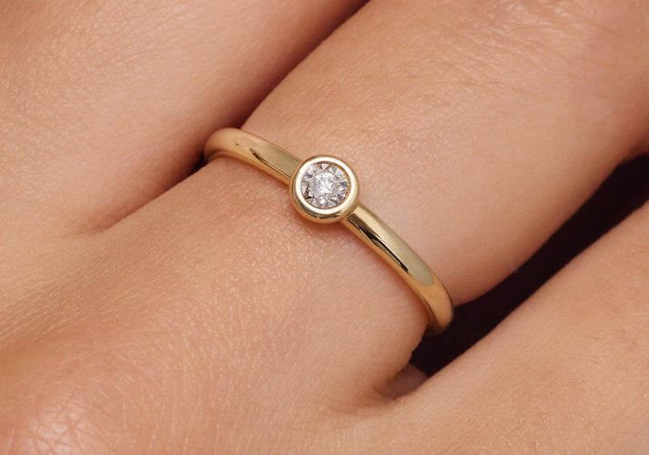 Tov Essentials Illusion Set Diamant Ring (0.02 Ct) 14 Karaat Goud Met Diamant