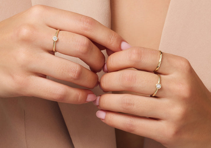 Tov Essentials Illusion Set Diamant Ring (0.02 Ct) 14 Karaat Goud Met Diamant