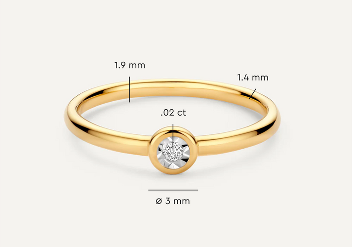 Tov Essentials Illusion Set Diamant Ring (0.02 Ct) 14 Karaat Goud Met Diamant