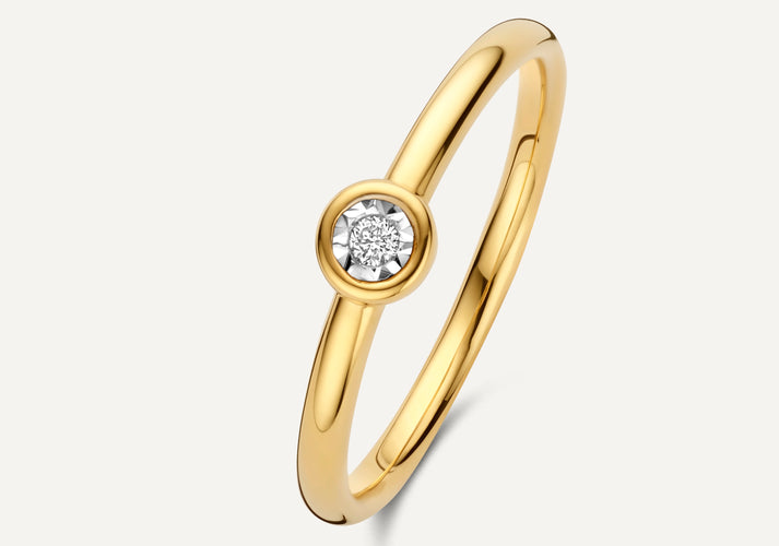 tov essentials Illusion Set Diamant Ring (0.02 ct) 14 Karaat Goud met Diamant