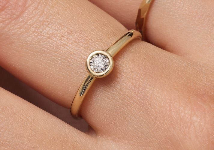 Tov Essentials Illusion Set Diamant Ring (0.03 Ct) 14 Karaat Goud Met Diamant