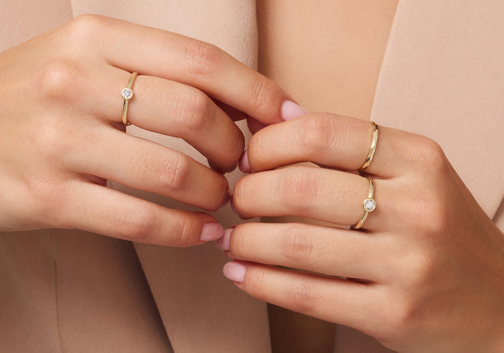 Tov Essentials Illusion Set Diamant Ring (0.03 Ct) 14 Karaat Goud Met Diamant