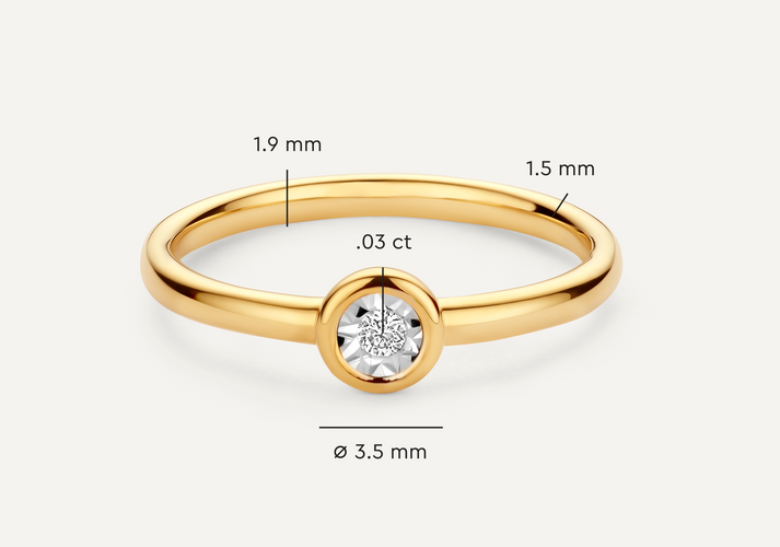 Tov Essentials Illusion Set Diamant Ring (0.03 Ct) 14 Karaat Goud Met Diamant