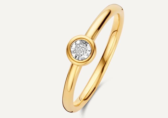 tov essentials Illusion Set Diamant Ring (0.03 ct) 14 Karaat Goud met Diamant