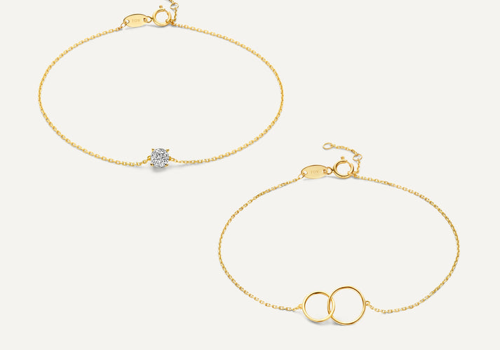 tov essentials Infinity Zirkonia Armbanden Set 14 Karaat Goud