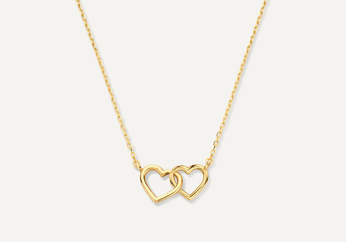 tov essentials Linked Hart Pendant Ketting 14 Karaat Goud