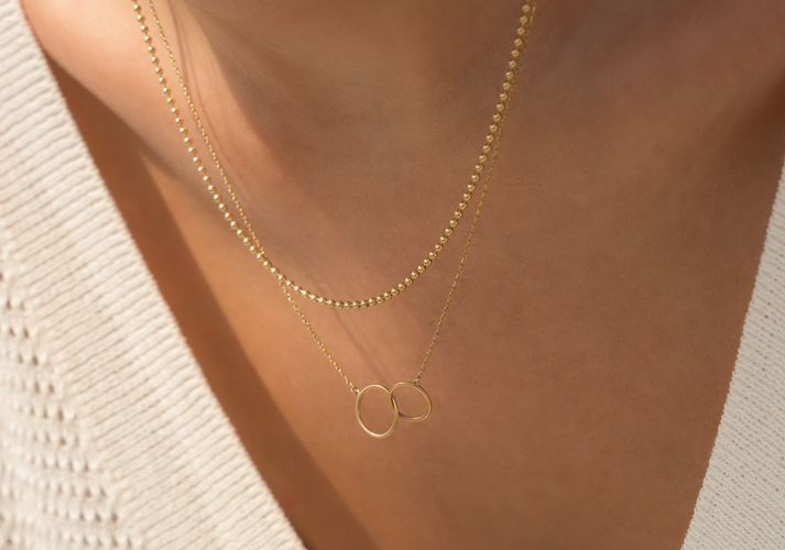 Tov Essentials Linked Infinity Pendant Ketting 14 Karaat Goud