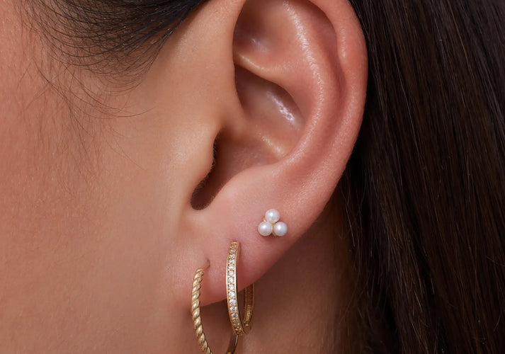 Tov Essentials Lotus Parel Oorknopjes 14 Karaat Goud