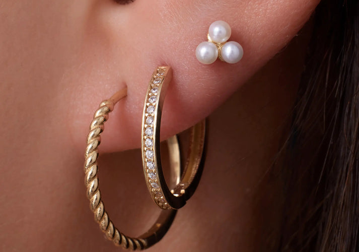 Tov Essentials Lotus Parel Oorknopjes 14 Karaat Goud