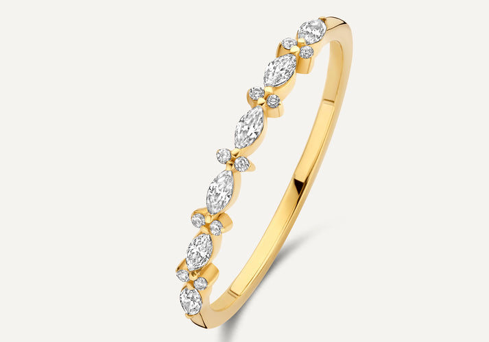 tov essentials Marquise en Round Cut Zirkonia Ring 14 Karaat Goud tov essentials Marquise en Round Cut Zirkonia Ring 14 Karaat Goud