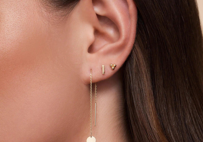 Tov Essentials Munt Pull Through Oorhangers 14 Karaat Goud