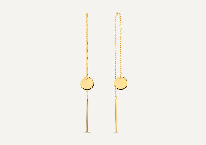 tov essentials Munt Pull Through Oorhangers 14 Karaat Goud