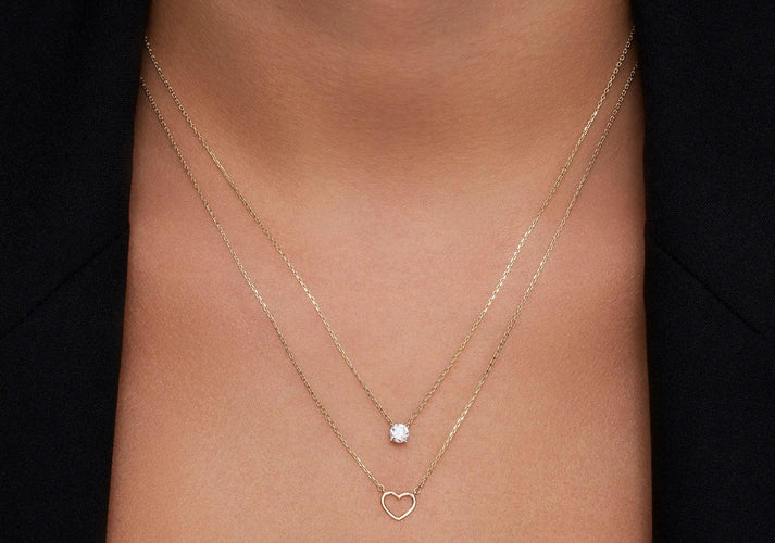 Tov Essentials Open Hart Pendant Ketting 14 Karaat Goud