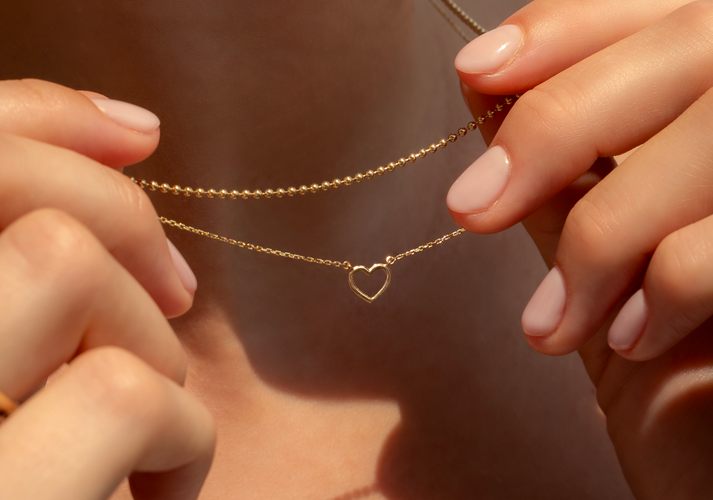 Tov Essentials Open Hart Pendant Ketting 14 Karaat Goud