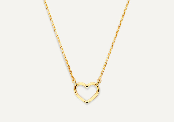 tov essentials Open Hart Pendant Ketting 14 Karaat Goud tov essentials Open Hart Pendant Ketting 14 Karaat Goud