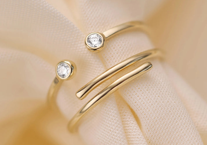 Tov Essentials Open Zirkonia Ringen Set 14 Karaat Goud