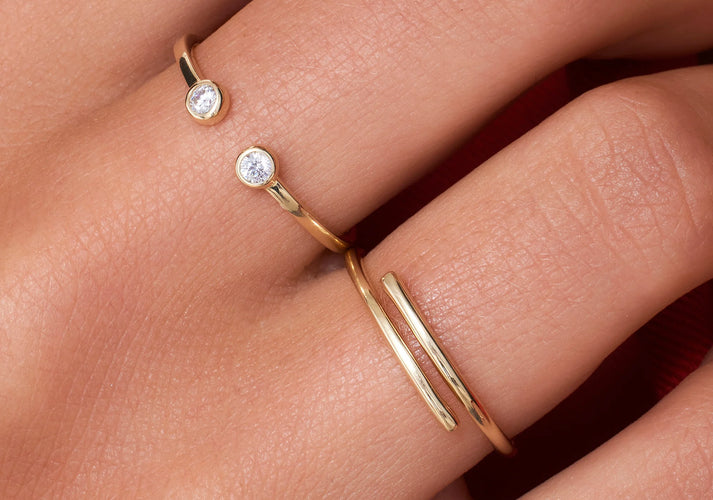 Tov Essentials Open Zirkonia Ringen Set 14 Karaat Goud