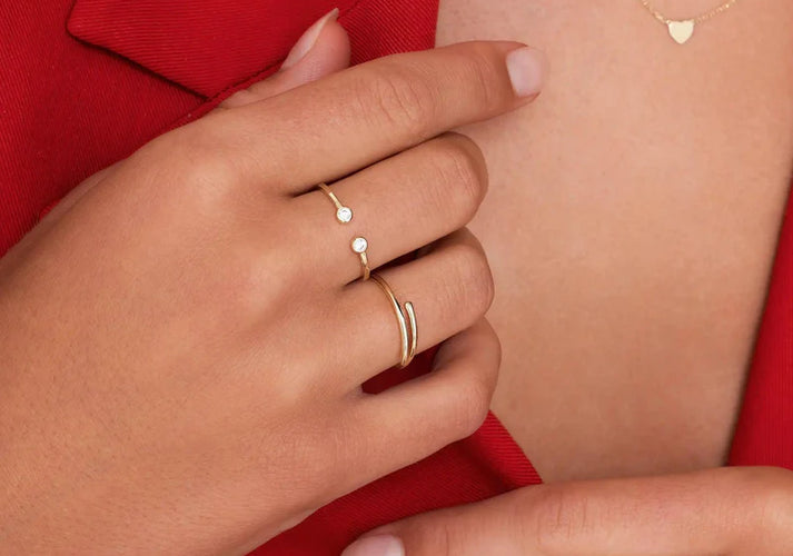 Tov Essentials Open Zirkonia Ringen Set 14 Karaat Goud