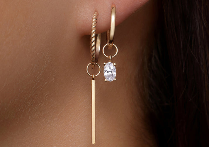 Tov Essentials Oval Cut Zirkonia Oorbel Bedel 14 Karaat Goud