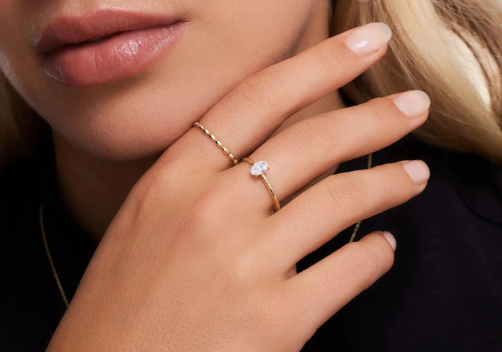 Tov Essentials Oval Cut Zirkonia Ring 14 Karaat Goud