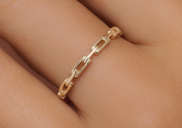 Tov Essentials Paperclip Schakelring 14 Karaat Goud