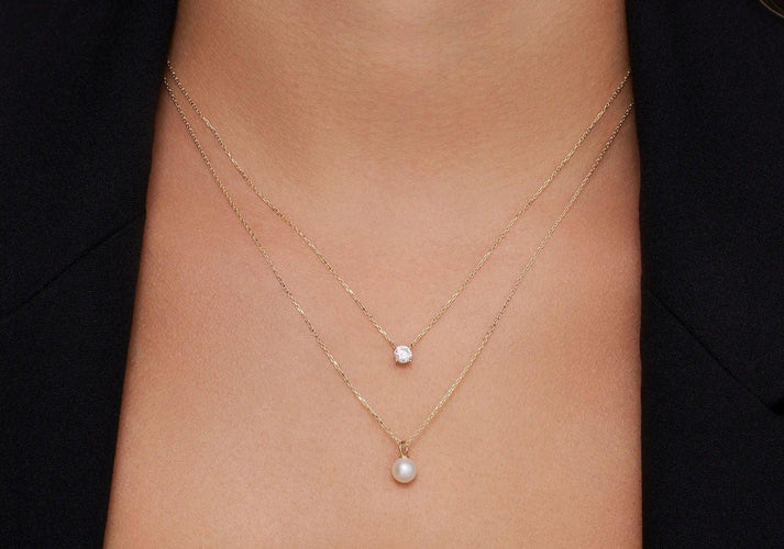 Tov Essentials Parel Pendant Ketting 14 Karaat Goud